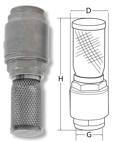  VALVOLE DI FONDO in acciaio INOX AISI 316